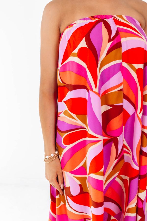 Just Groovy Midi Dress - Pink Sale