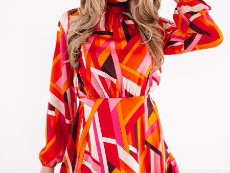 Get Your Groove On Dress - Red Multi Online Sale