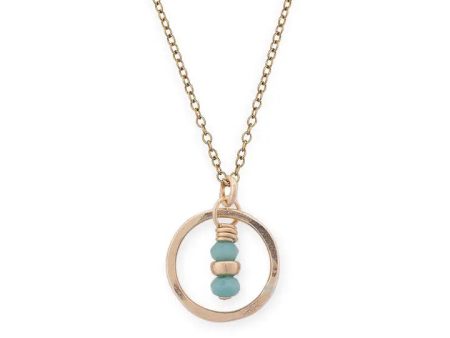 18  Seedling Tiny Gold Circle Necklace with Turquoise Crystals Online Hot Sale