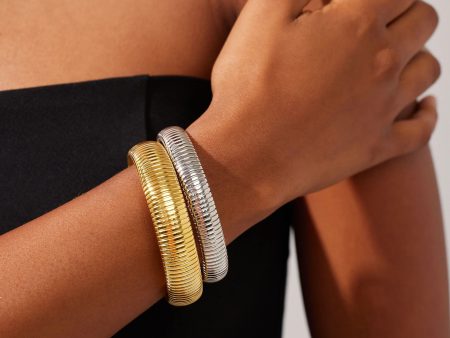 Cleo Bracelet (Set of 2) - Silver Gold Hot on Sale