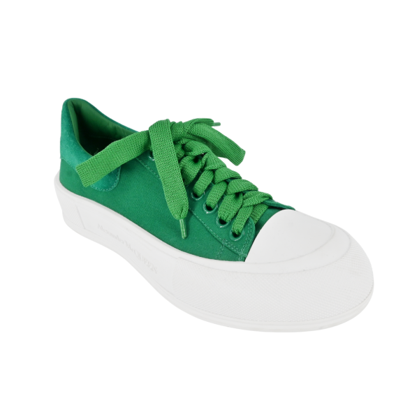 Deck Plimsoll Green Canvas Sneakers Online Hot Sale