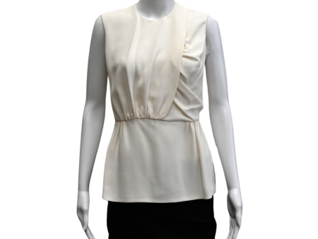 Ivory Draped Round Neck Blouse For Cheap