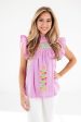 The Harlyn Ruffle Neck Top - Lavender Online Sale