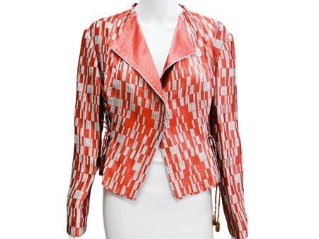 Red & Gray Jacquard Jacket on Sale