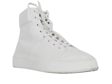 Egret Faux-Leather High-Top Sneakers Fashion