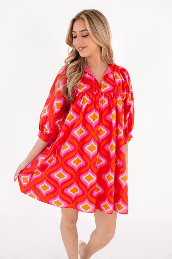 The Quinn Puff Sleeve Dress - Pink Online