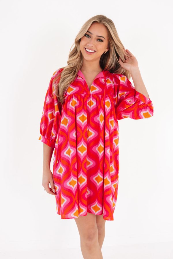 The Quinn Puff Sleeve Dress - Pink Online