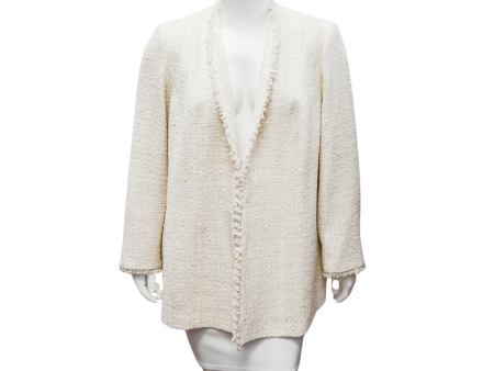 Ivory Tweed Sequin & Faux Pearl Coat Cheap