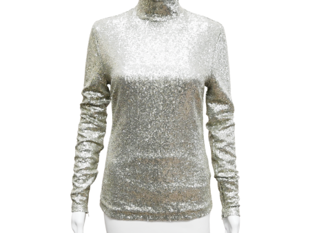 Silver Sequin Turtleneck Top Online Hot Sale