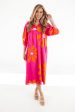 The Maui Puff Sleeve Midi Dress - Pink Sale