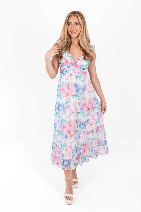 Spring Weddings Midi Dress - Blue Multi Supply