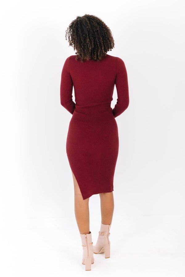 Nearest and Dearest Midi Dress - Cabernet For Cheap