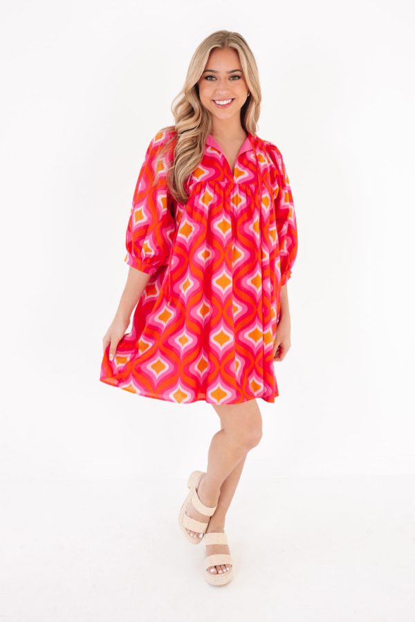 The Quinn Puff Sleeve Dress - Pink Online