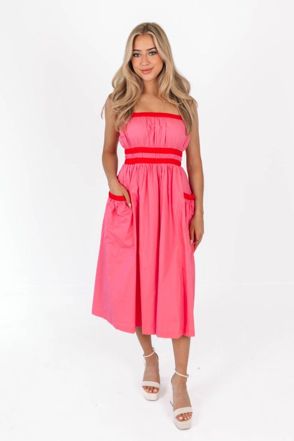 Summer Dive Midi Dress - Pink Sale