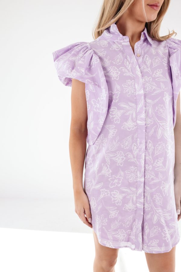 The Vivian Collared Ruffle Dress - Lavender Supply