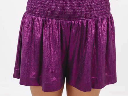 A Little Shimmer Shorts - Purple Fashion