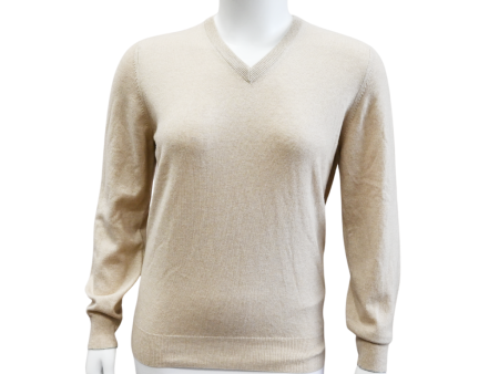 Oatmeal Knit V-Neck Sweater Online Sale