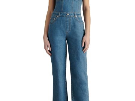 Steve Madden Anya Strapless Denim Jumpsuit Hot on Sale