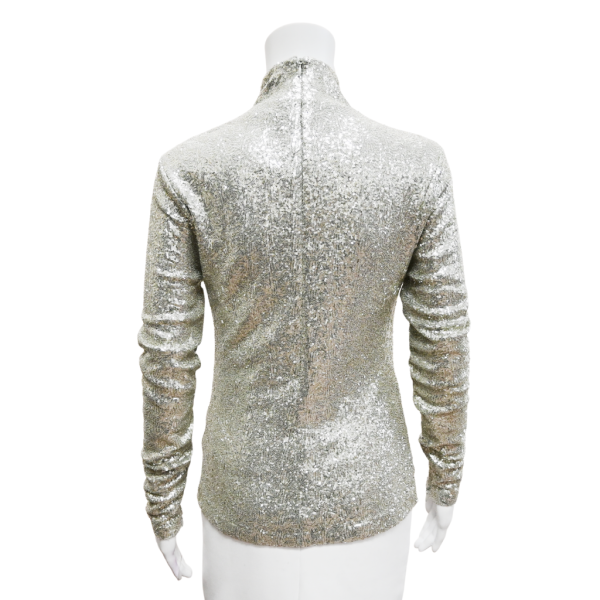 Silver Sequin Turtleneck Top Online Hot Sale