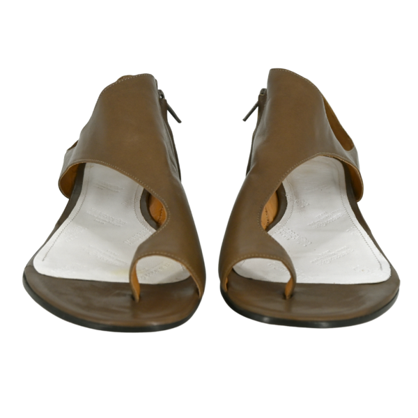 Brown Leather Flat Sandals For Cheap