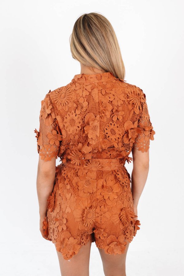 The Ashlyn Romper - Burnt Orange Online now