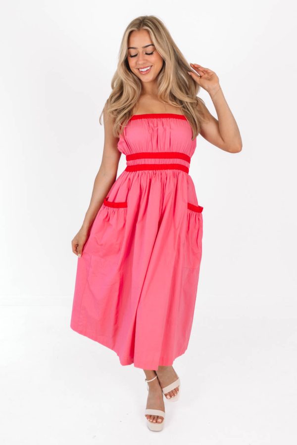 Summer Dive Midi Dress - Pink Sale