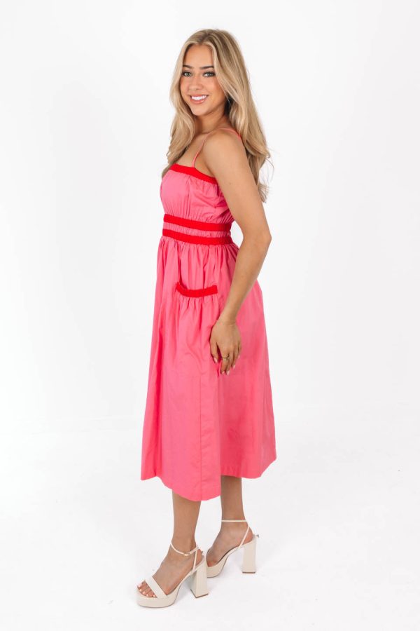 Summer Dive Midi Dress - Pink Sale