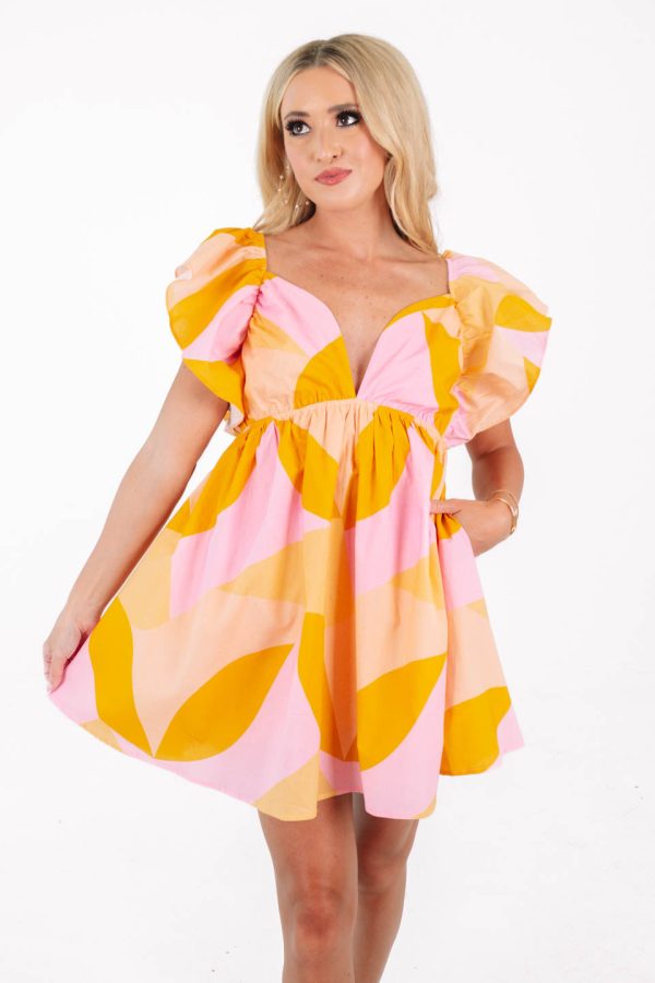 Let s Get Groovy Dress - Orange Online now